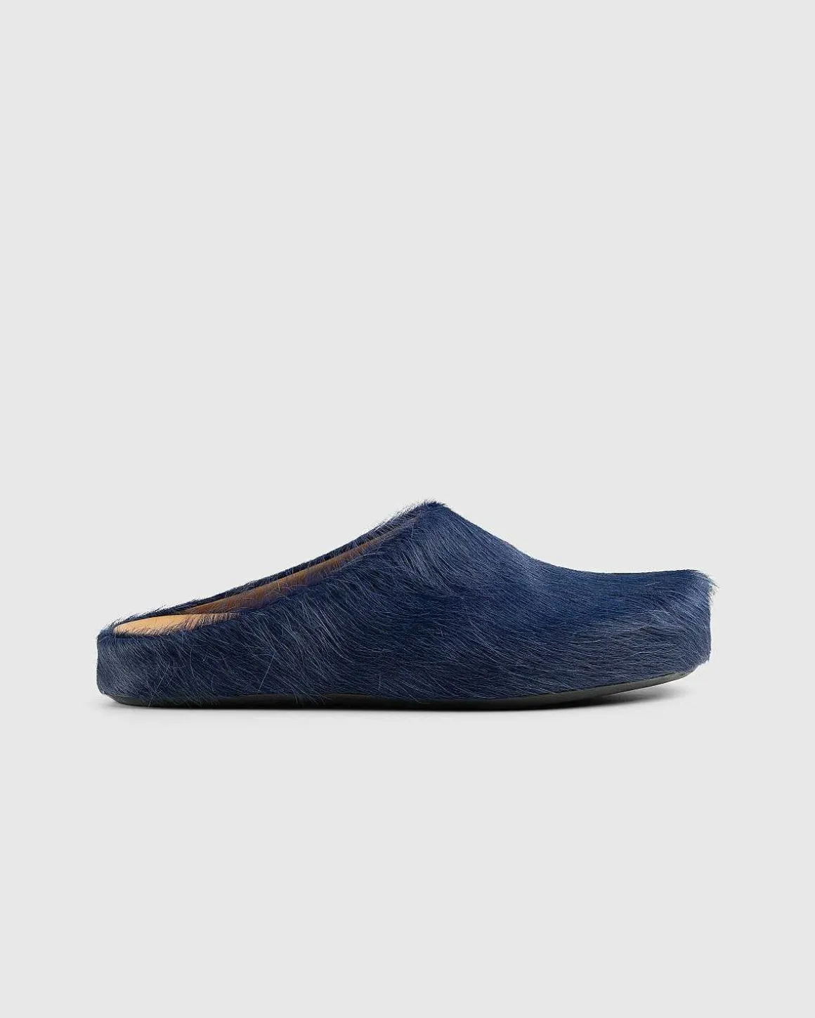 Langt Har Kalveskind Mule Sabot Blue