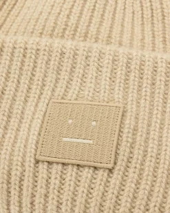 Large Face Logo Beanie Biscuit Beige
