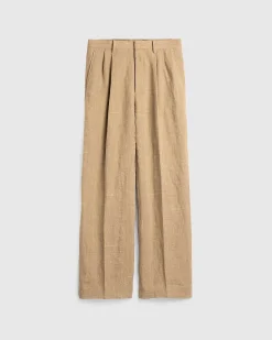 Linned Silke Tweed Slacks Brun