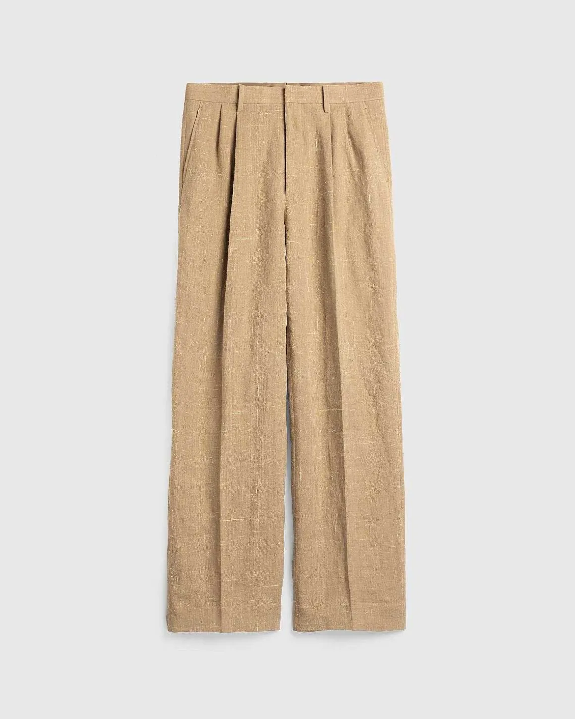 Linned Silke Tweed Slacks Brun
