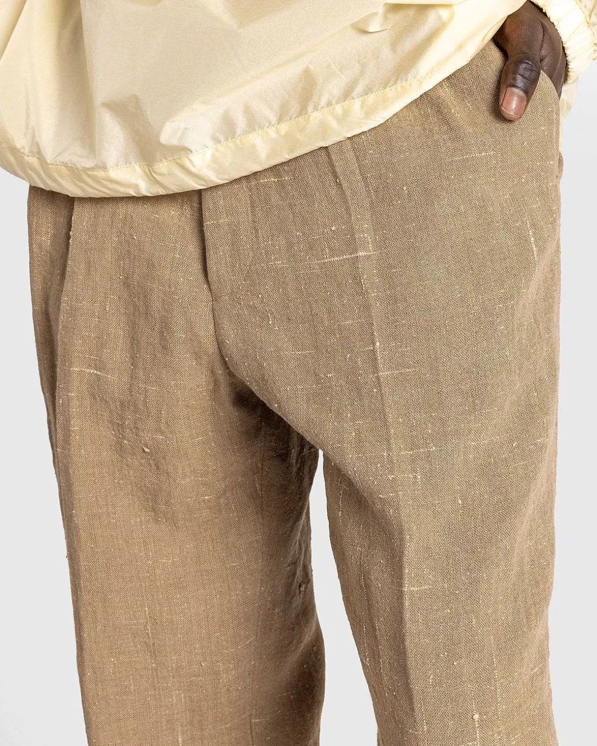 Linned Silke Tweed Slacks Brun