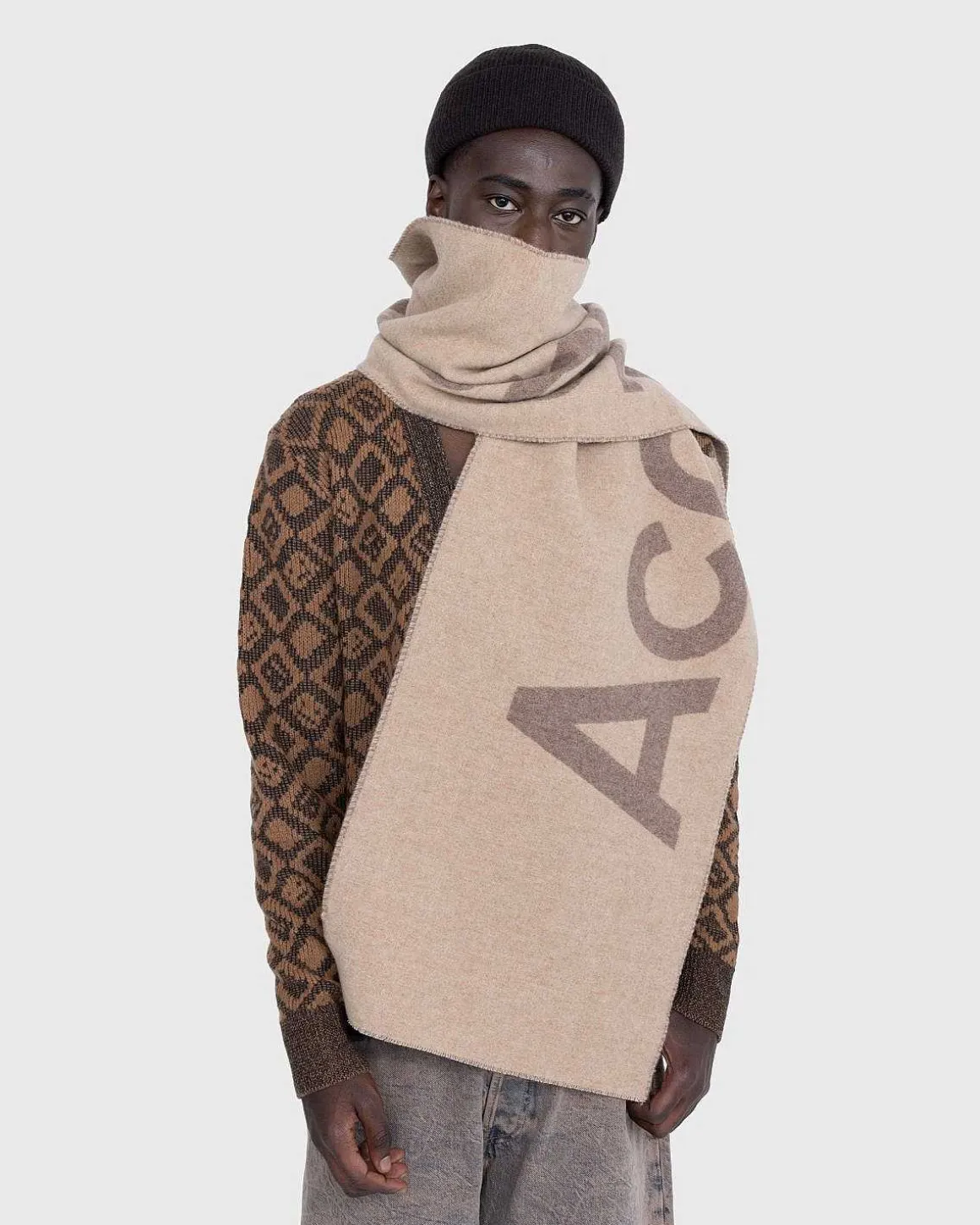 Logo Jacquard Torklaede Camel Brown