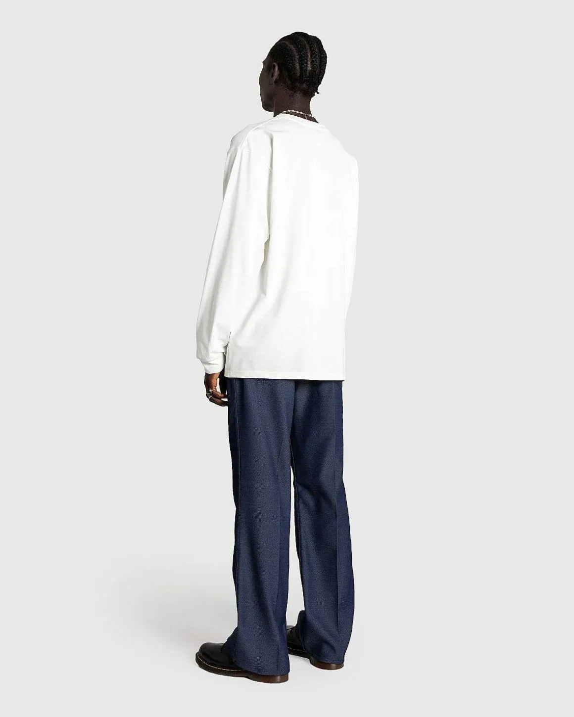 L/S T-Shirt Med Rund Hals Poly Jersey Hvid