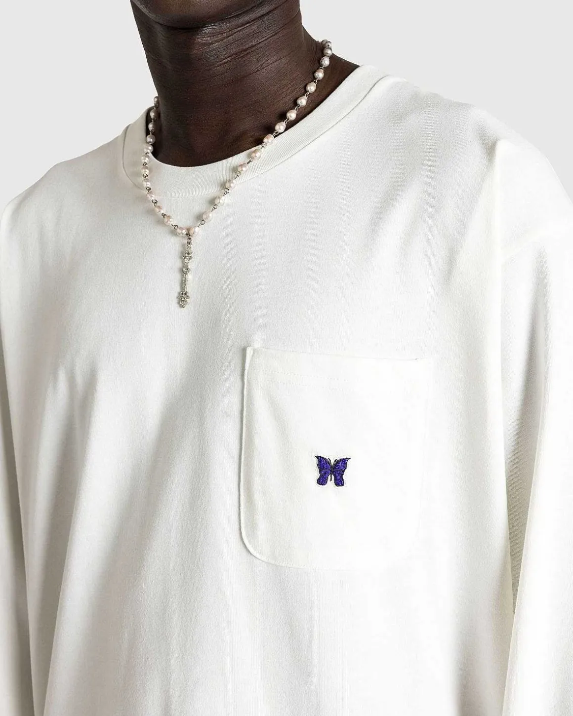L/S T-Shirt Med Rund Hals Poly Jersey Hvid