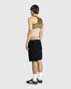 Mesh Tank Top Printet Cartouche Gron/Ecru/Sort/Orange