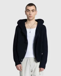 Michel Overdreven Rib Okologisk Bomuld Haette Cardigan Midnight Blue