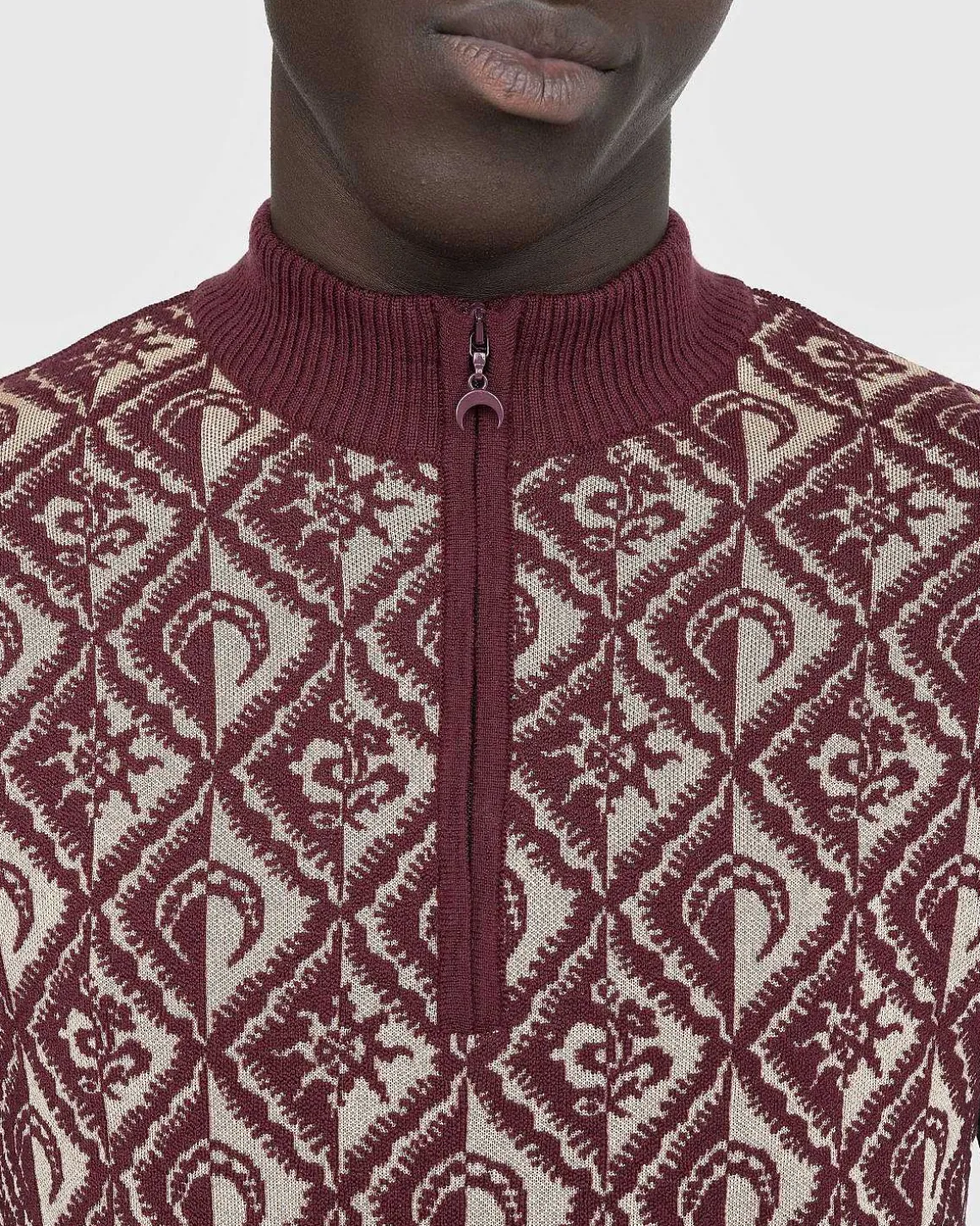 Moon Diamant Strik Jacquard Aermelos Pullover Rod