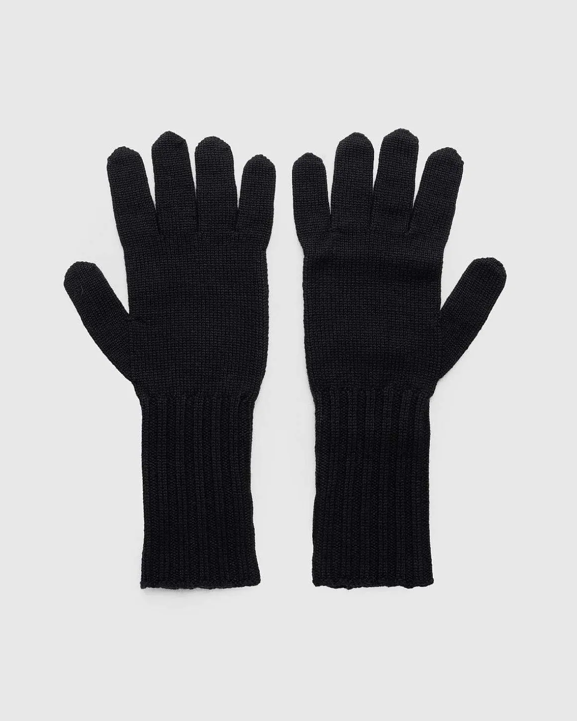 Mulesing Free Wool Rib Handled Laengde Handsker Sort