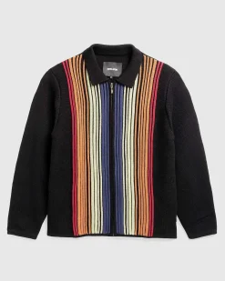 Multi Stripe Zip Polo Sort/Stribet