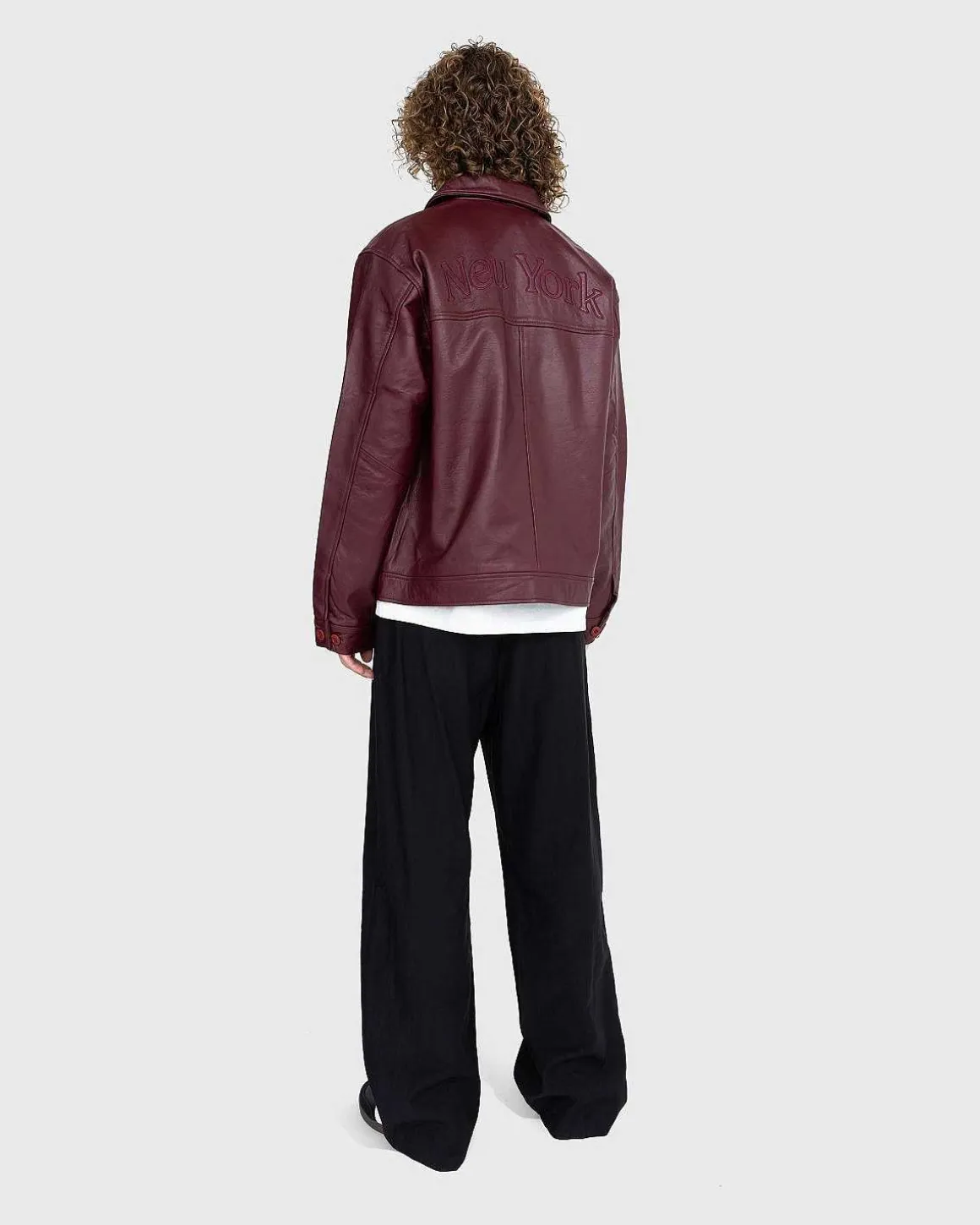 Neu York Laederjakke Burgundy