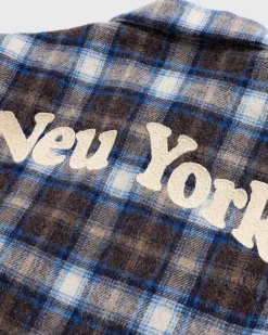 Neu York Shaggy Wool Plaid Zip Shirt Brun