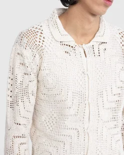 Overdye Haeklet Skjorte Creme
