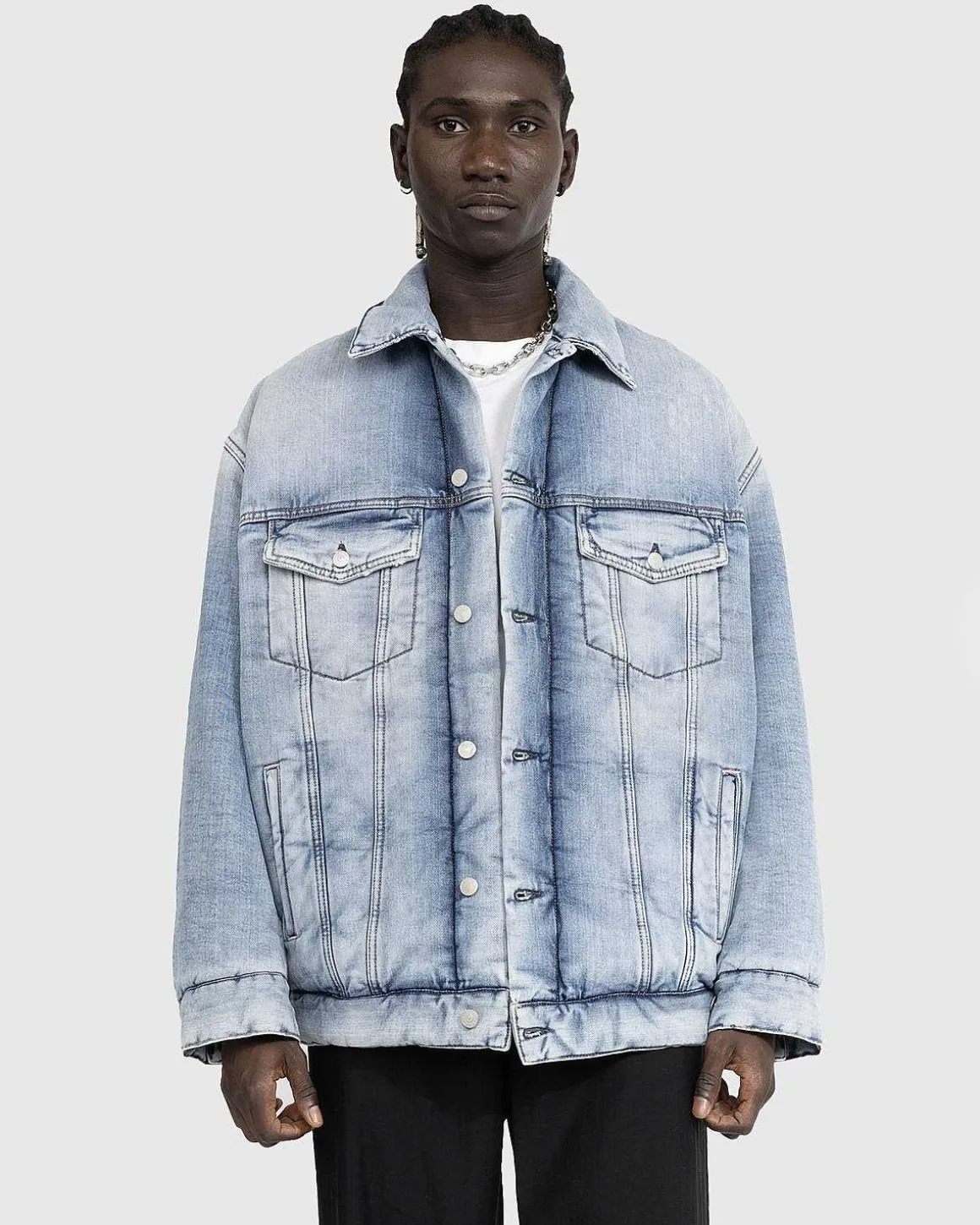 Oversized Fit Denimjakke Lysebla