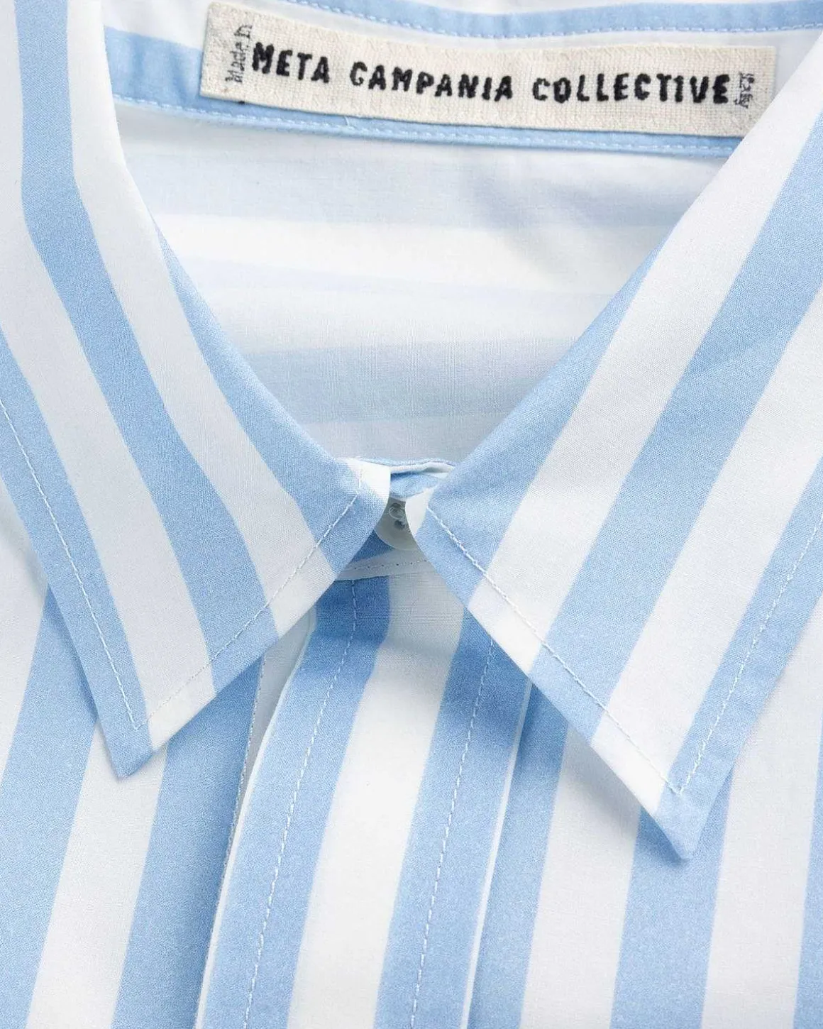 Pablo Overdreven Uforet Okologisk Bomuld Poplin Skjorte Lysebla Stripe