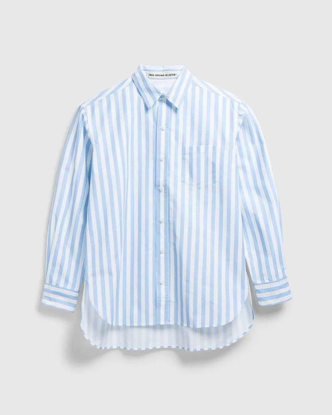 Pablo Overdreven Uforet Okologisk Bomuld Poplin Skjorte Lysebla Stripe
