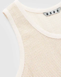 Pigmentfarvet Mesh Tank Top Natural