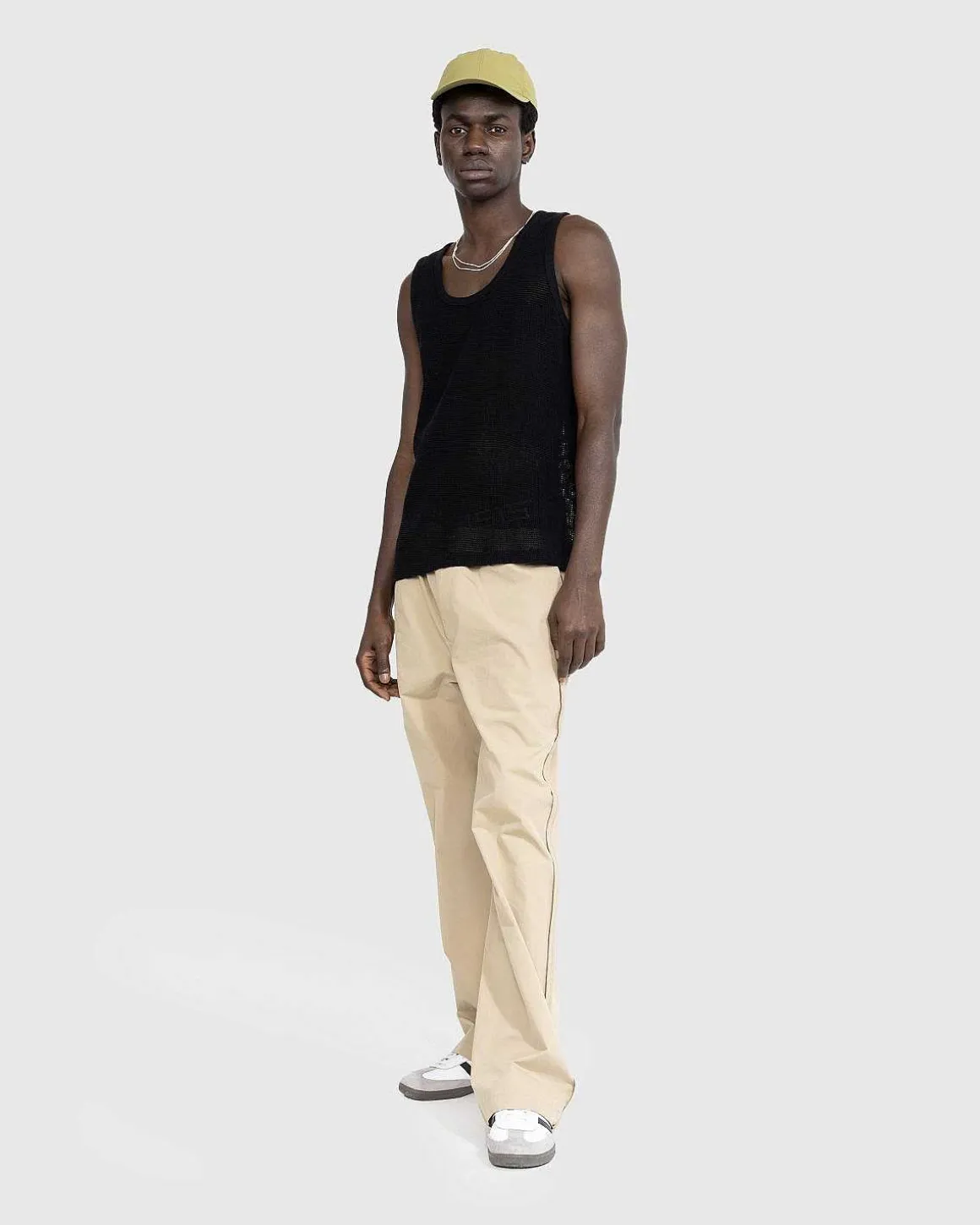 Pigmentfarvet Mesh Tanktop Sort