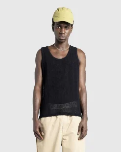 Pigmentfarvet Mesh Tanktop Sort