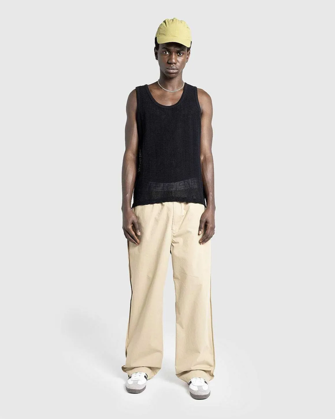 Pigmentfarvet Mesh Tanktop Sort
