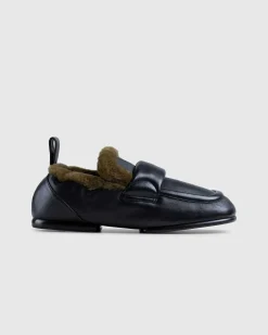 Polstret Imiteret Pels Loafers Sort