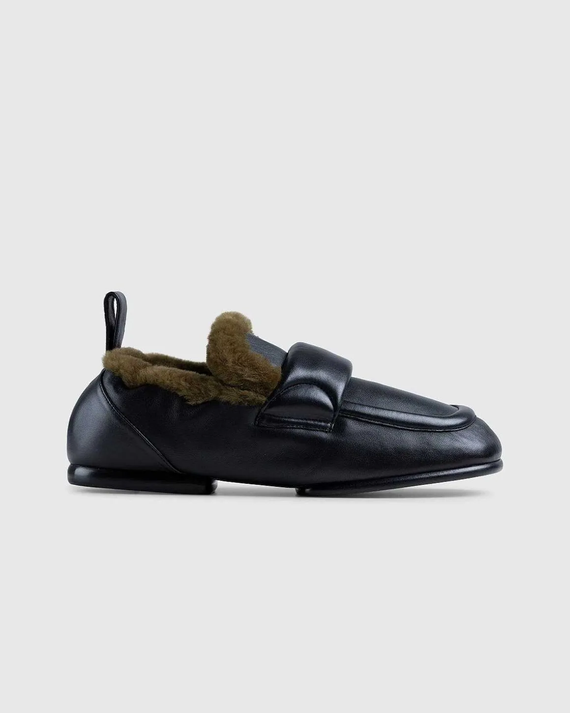 Polstret Imiteret Pels Loafers Sort