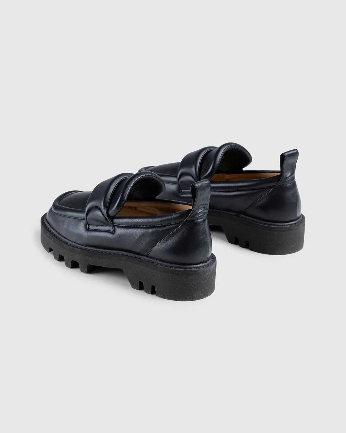 Polstret Laeder Loafers Sort