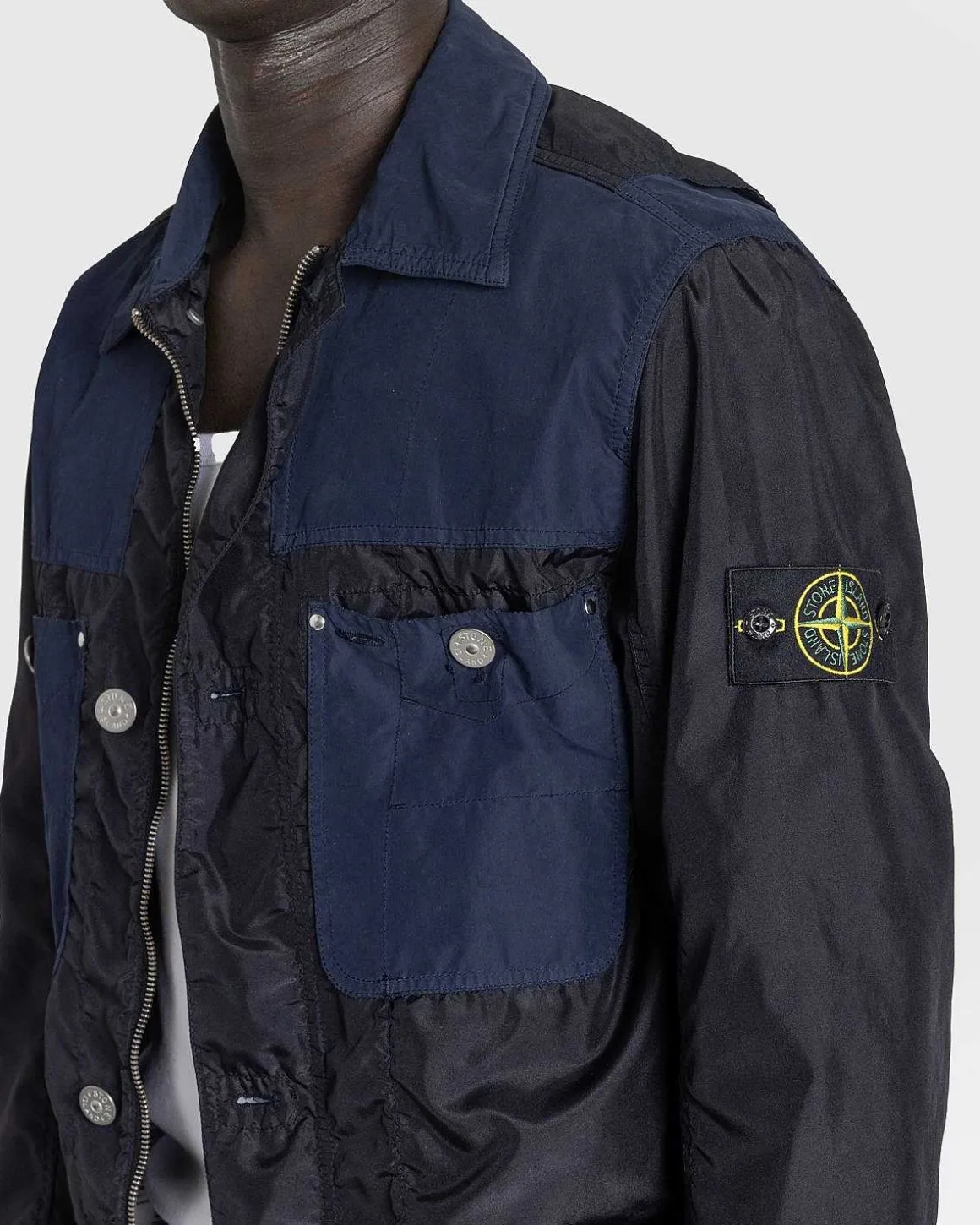 Polyester Tela Let Jakke Marinebla