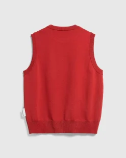 Poly Knit Sweater Vest Ruby Red