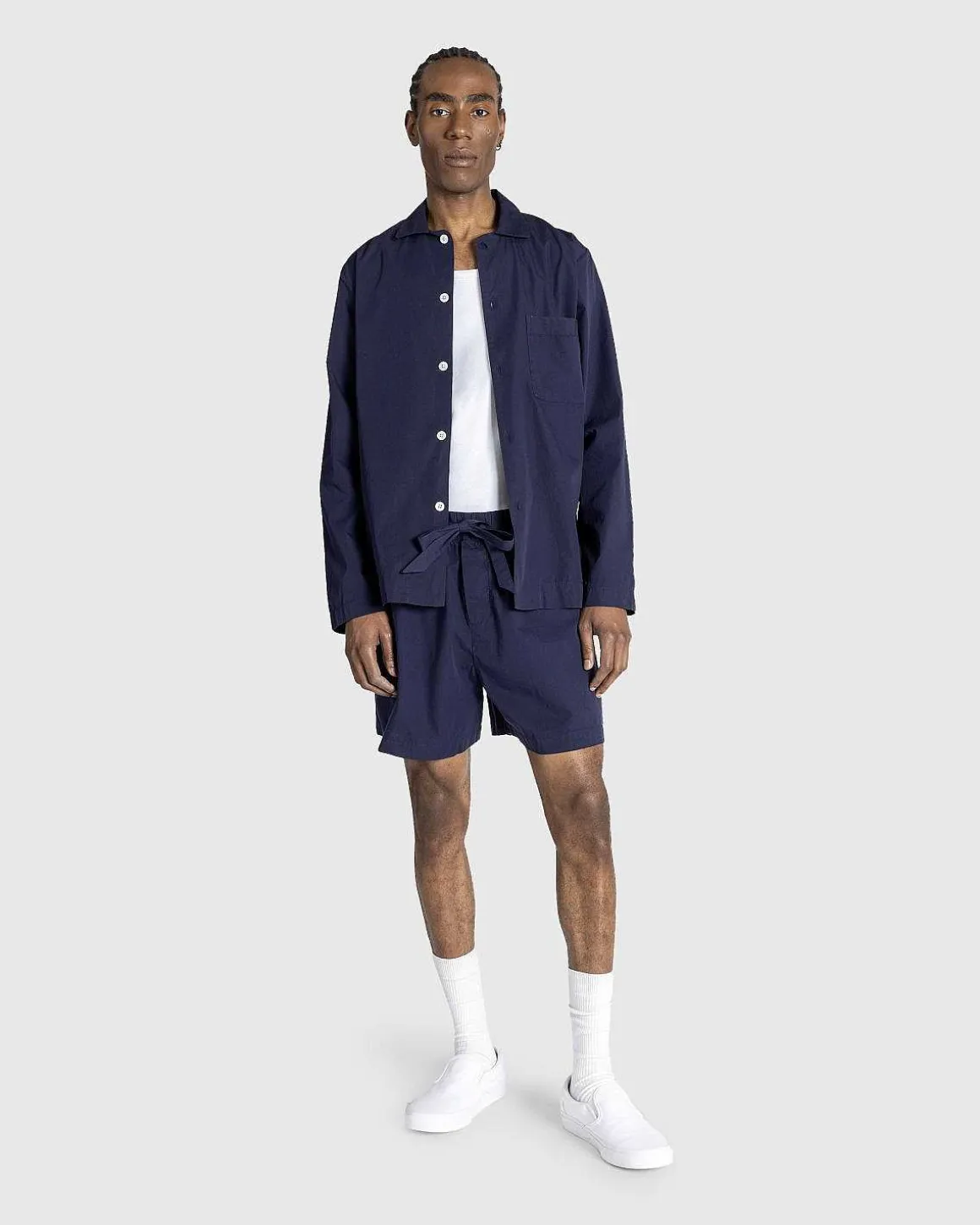 Poplin Pyjamas Shorts Aegte Navy