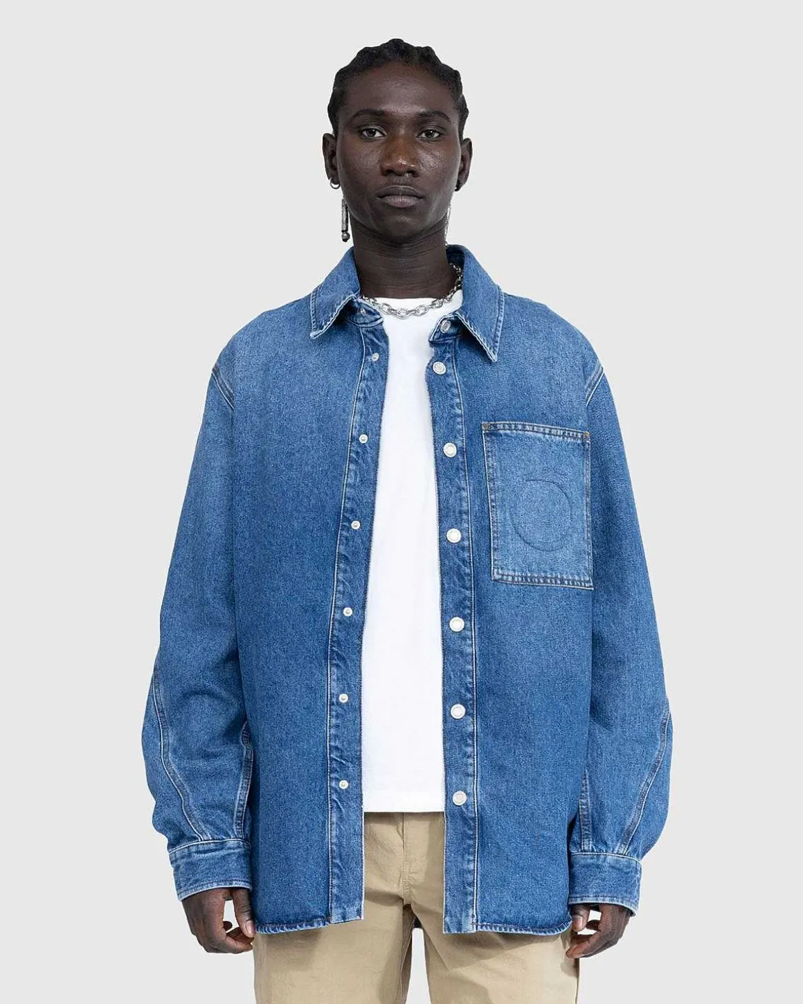 Praeget Denimskjorte Bla
