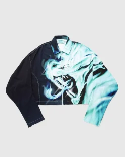 Printet Denimjakke Mint