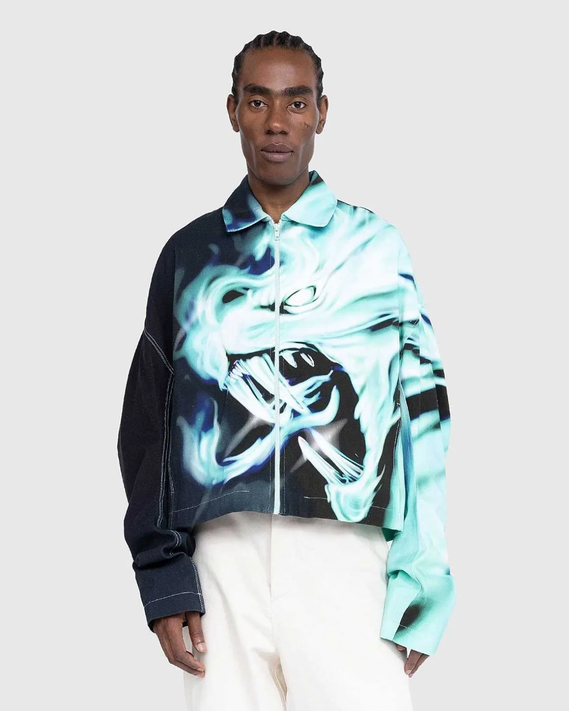 Printet Denimjakke Mint