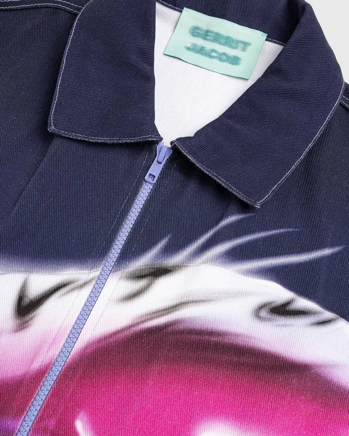 Printet Denimjakke Navy/Lilac