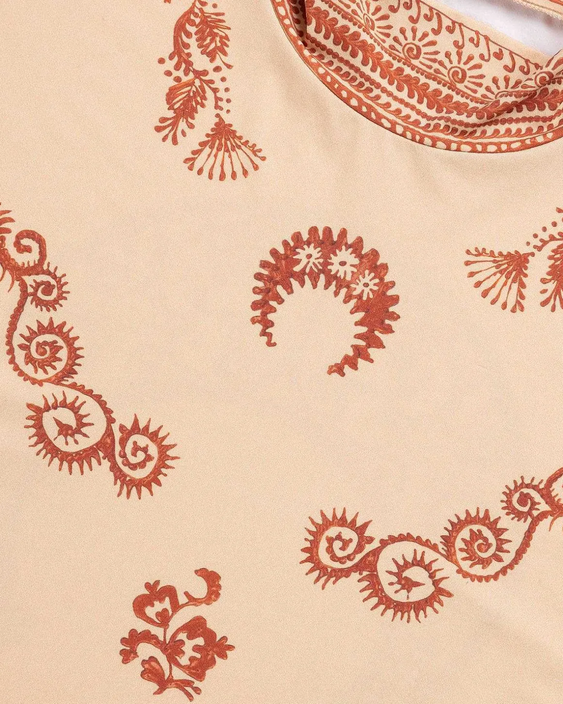 Regenereret Henna Print Second Skin Top Beige