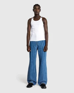 Ribbet Tank Top Med Overall Spaender Hvid