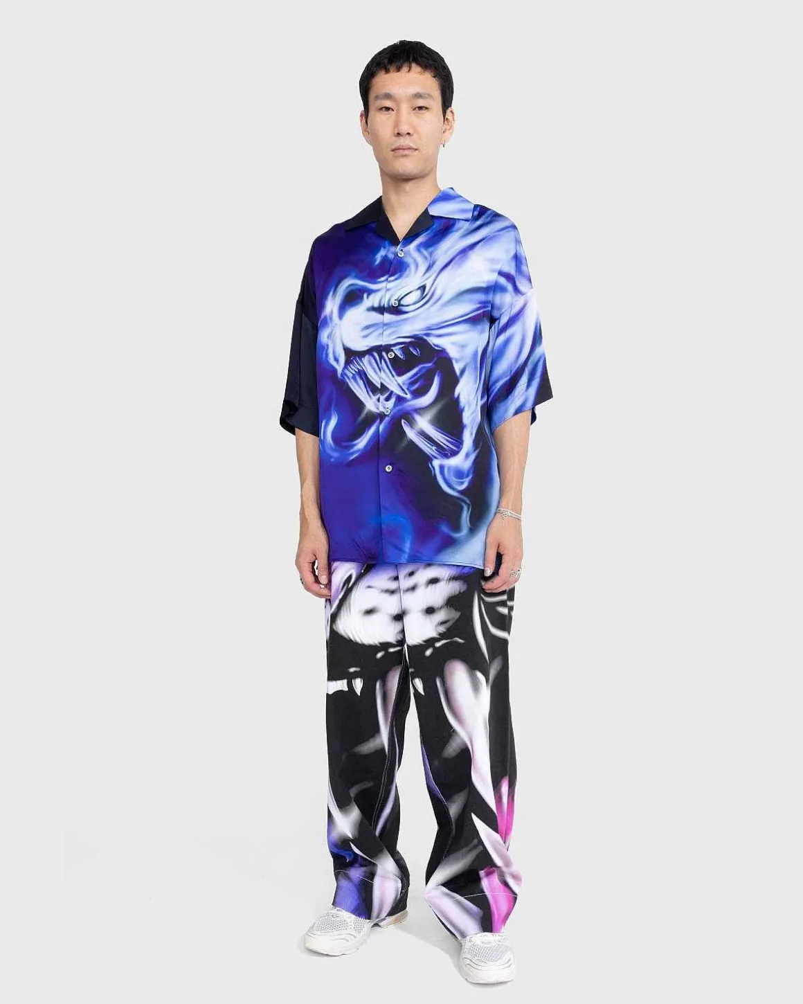 Satin Print Skjorte Lilla