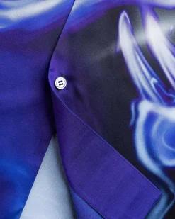 Satin Print Skjorte Lilla