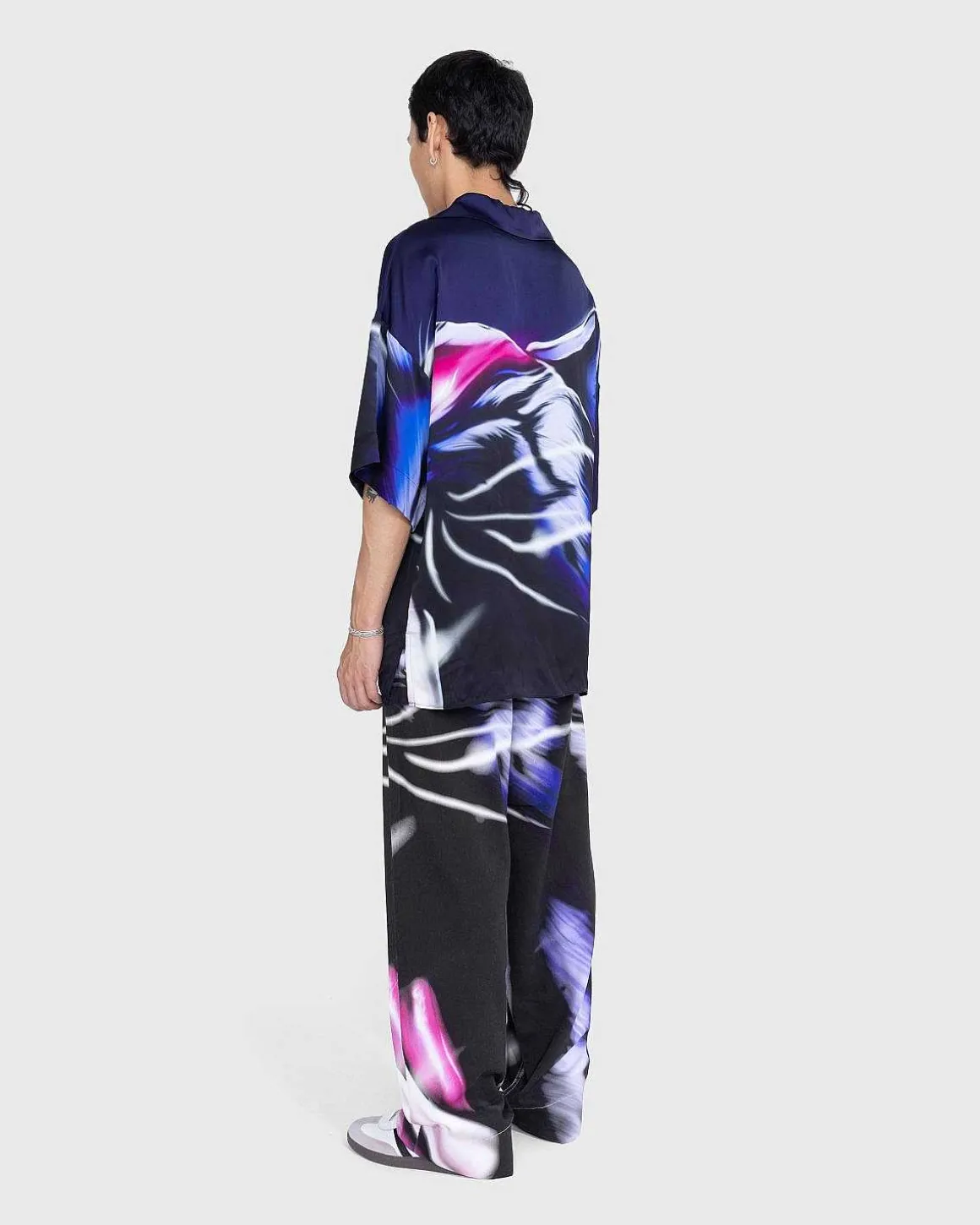 Satintrykt Skjorte Navy/Lilac