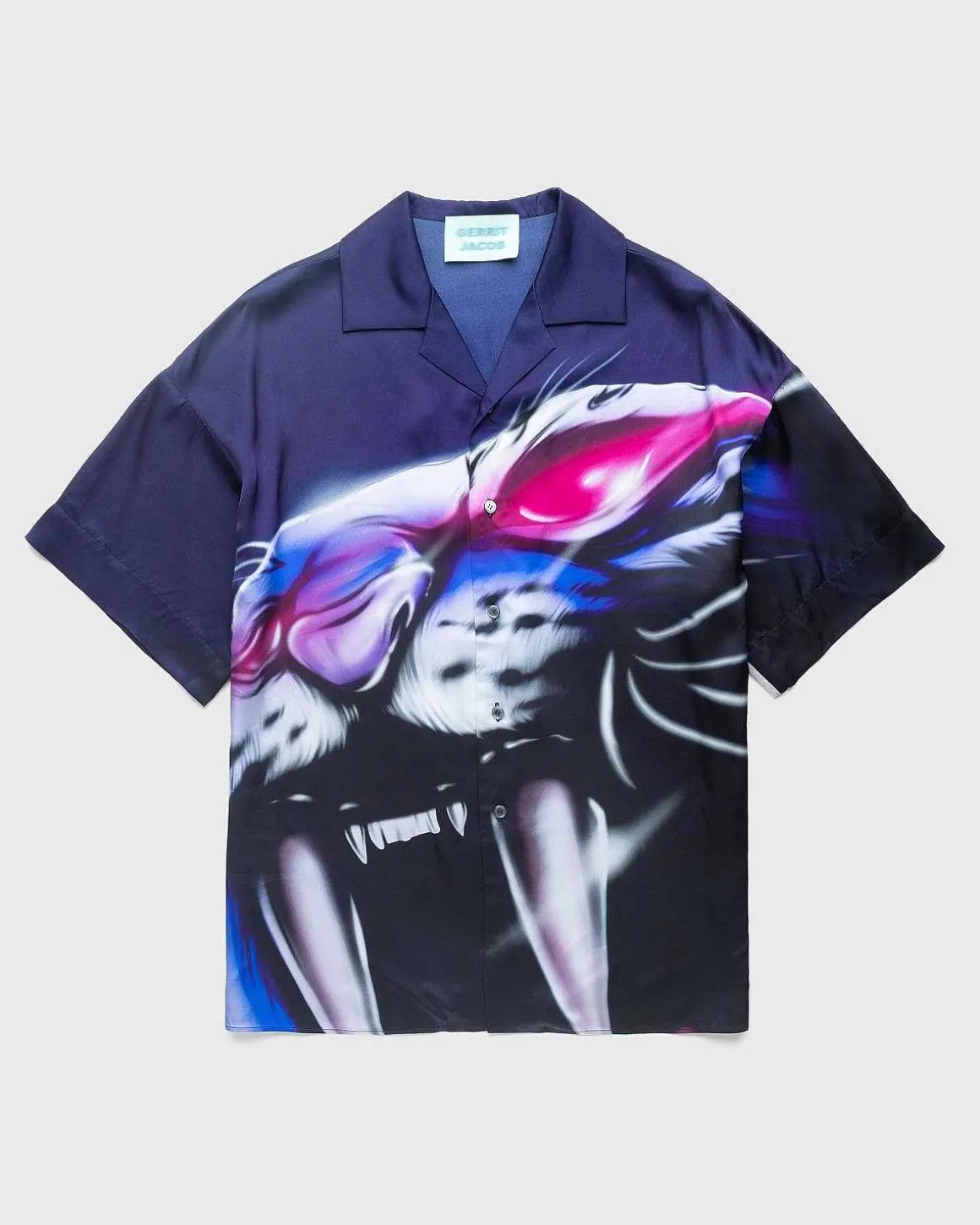 Satintrykt Skjorte Navy/Lilac