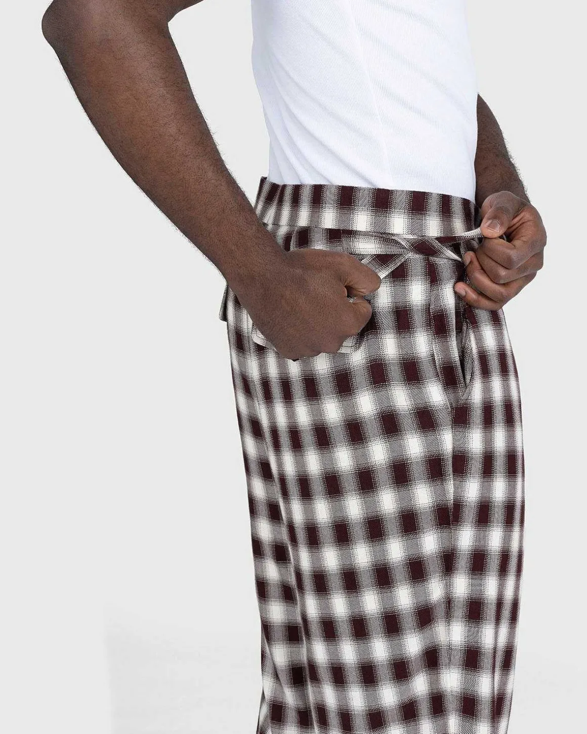 Shadow Plaid Side-Tie Bukser Brun