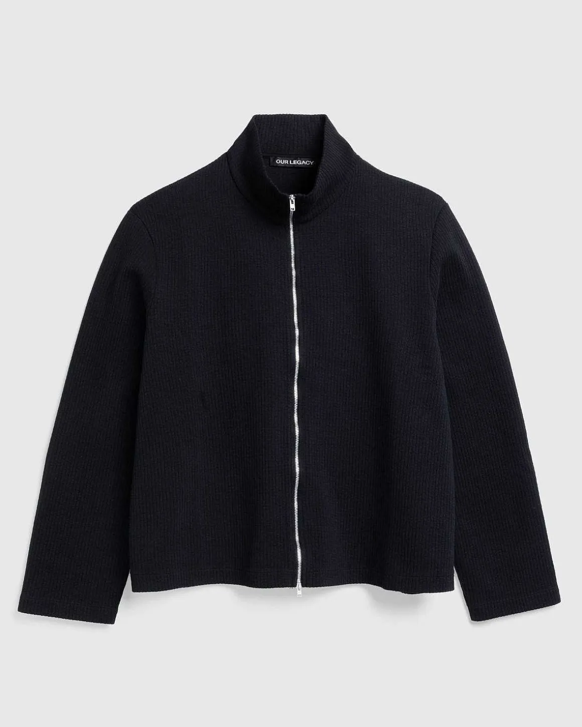 Shrunken Fullzip Polo Black Rib