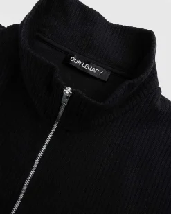 Shrunken Fullzip Polo Black Rib