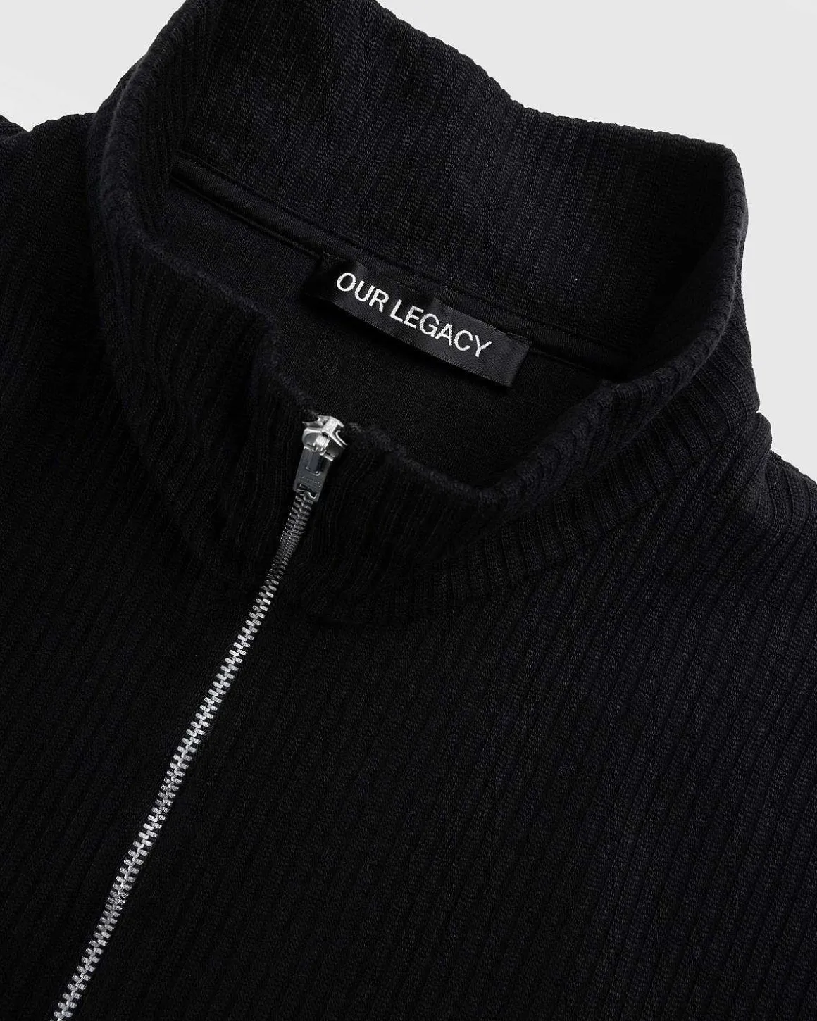 Shrunken Fullzip Polo Black Rib