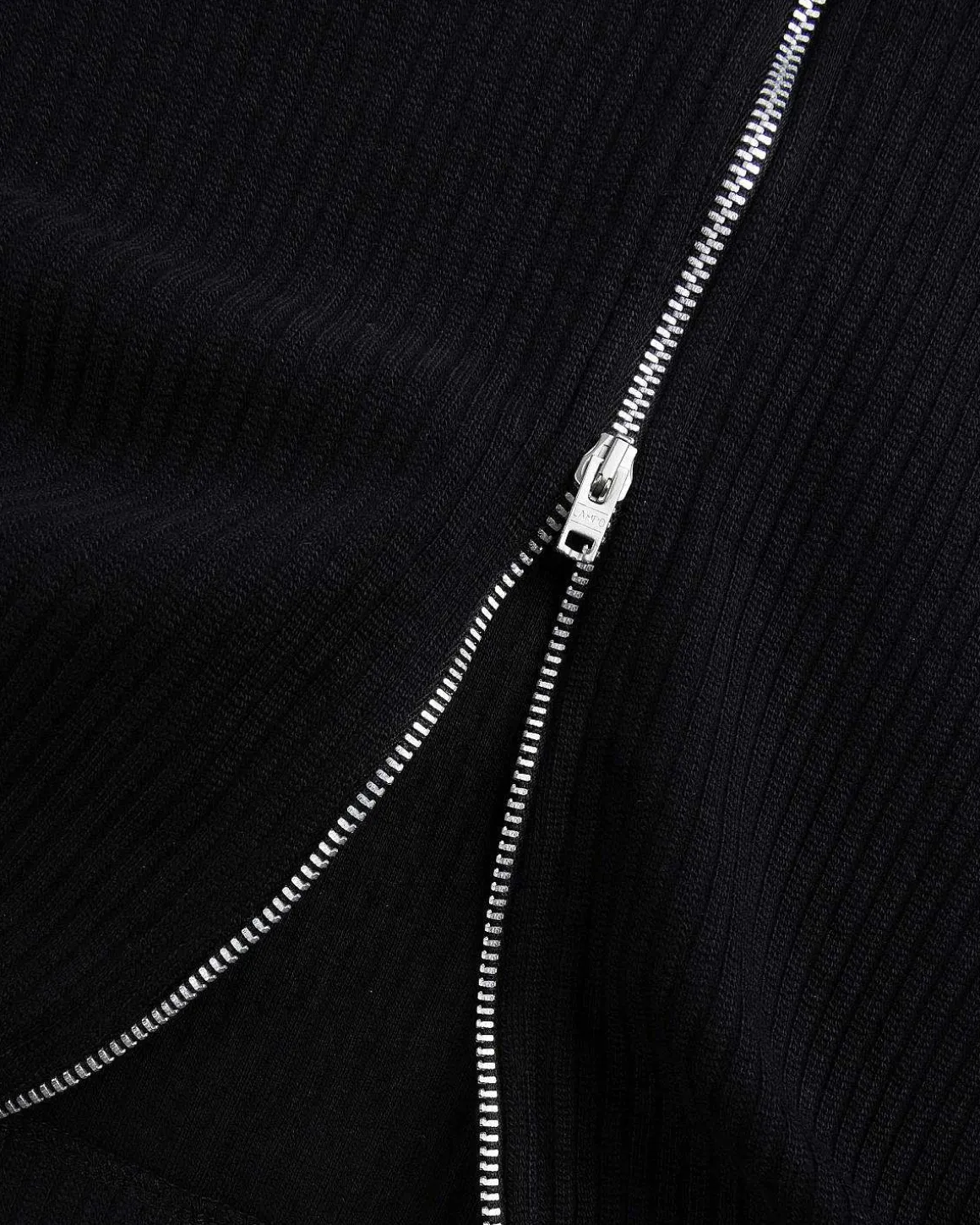 Shrunken Fullzip Polo Black Rib
