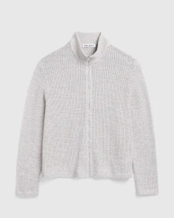 Shrunken Full-Zip Polo Musk Dusk Rope Weave