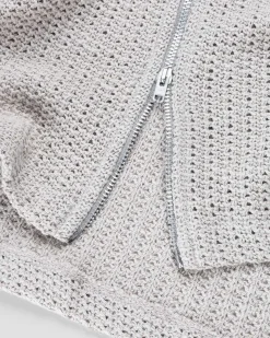 Shrunken Full-Zip Polo Musk Dusk Rope Weave
