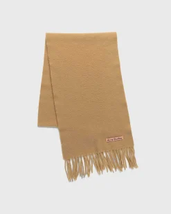 Skinny Uldtorklaede Mork Camel