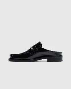 Square Toe Mule Black High Shine