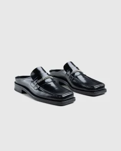 Square Toe Mule Black High Shine
