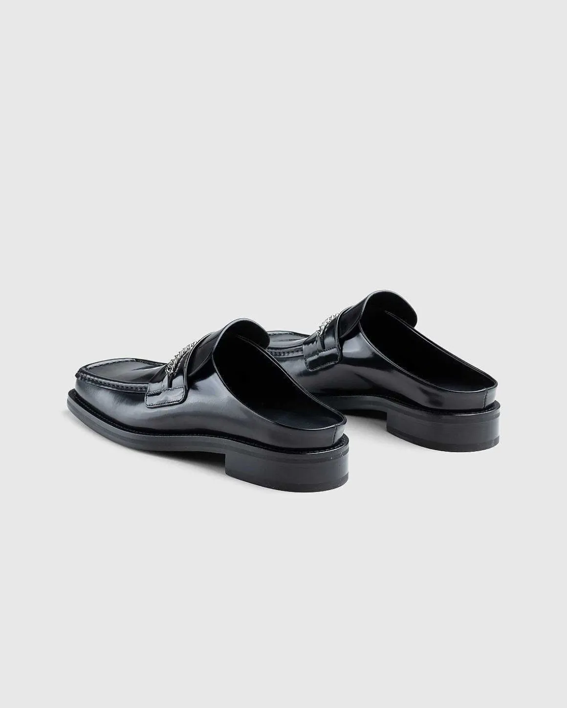 Square Toe Mule High Shine Black